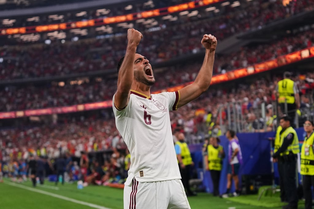 Spain’s Mikel Merino celebrates scoring his side’s winner. Photo: AP Spain’s Mikel Merino celebrates scoring his side’s winner. Photo: AP