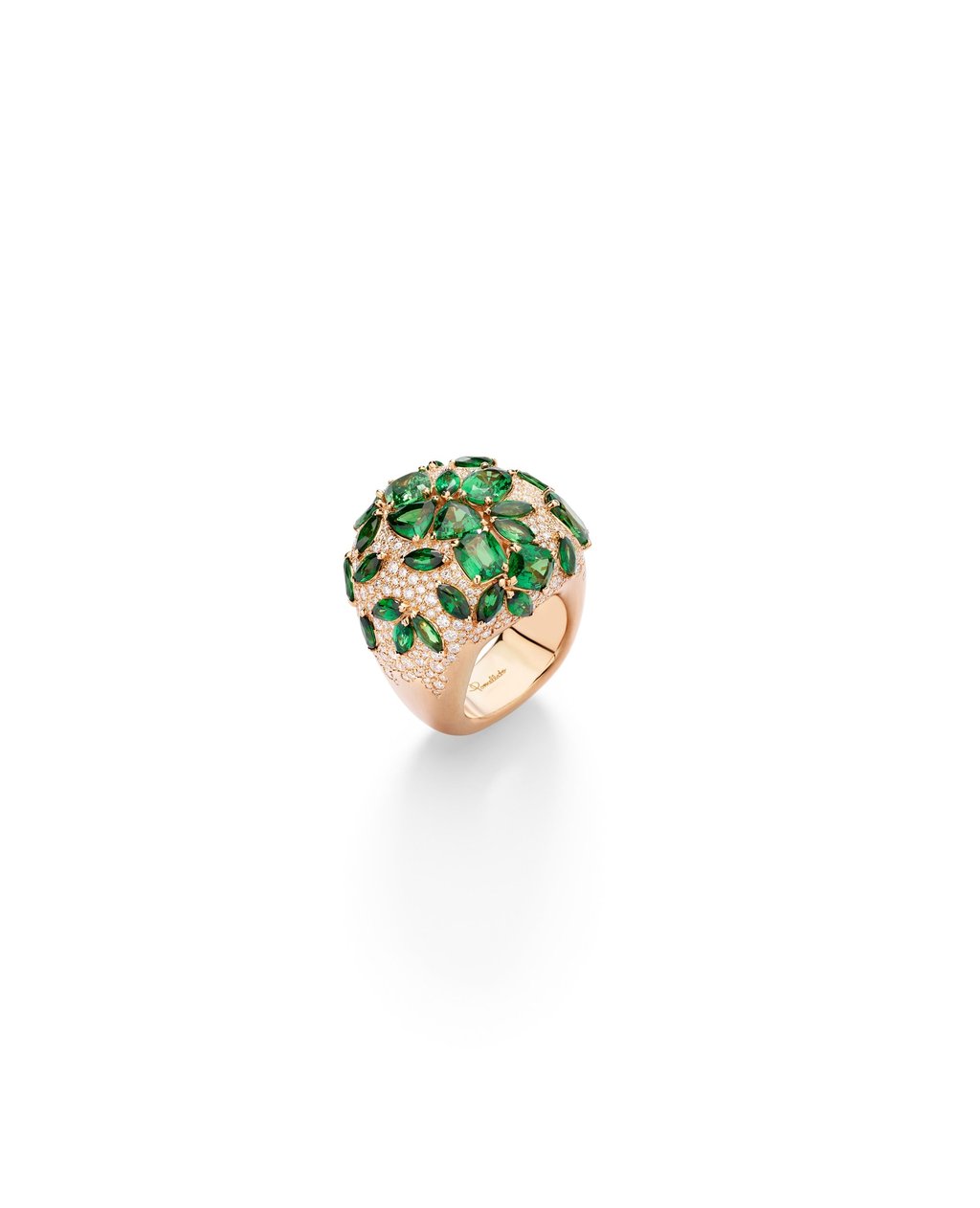 The 18K rose gold Serti Libre ring with 30 fancy-cut tsavorites and 412 diamonds. Photo: Handout The 18K rose gold Serti Libre ring with 30 fancy-cut tsavorites and 412 diamonds. Photo: Handout