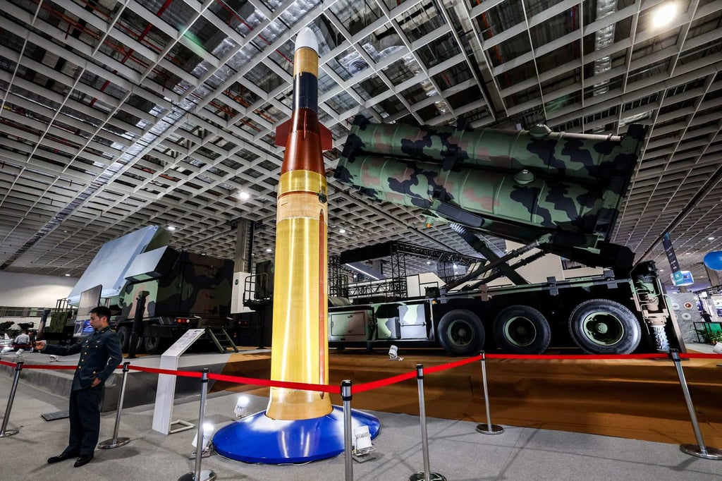 A Chiang-Kong missile and launcher, an indigenous anti-ballistic missile system, is displayed ahead of the Taipei Aerospace and Defence Technology Exhibition in Taipei on September 17, 2025. Photo: AFP A Chiang-Kong missile and launcher, an indigenous anti-ballistic missile system, is displayed ahead of the Taipei Aerospace and Defence Technology Exhibition in Taipei on September 17, 2025. Photo: AFP