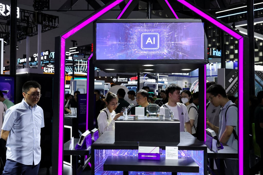 Visitors at the MetaX booth during the World Artificial Intelligence Conference in Shanghai, on July 26, 2025. Photo: Reuters