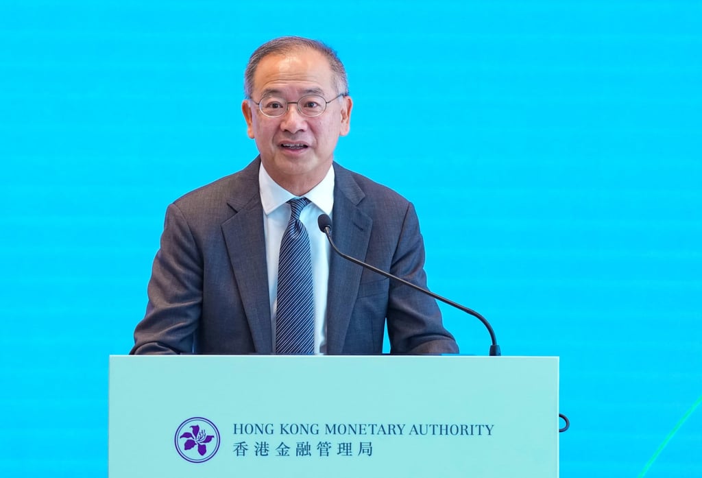 Hong Kong Monetary Authority Chief Executive Eddie Yue Wai-man delivers a speech at the International Finance Centre in Central on November 12, 2025. Photo: Karma Lo Hong Kong Monetary Authority Chief Executive Eddie Yue Wai-man delivers a speech at the International Finance Centre in Central on November 12, 2025. Photo: Karma Lo