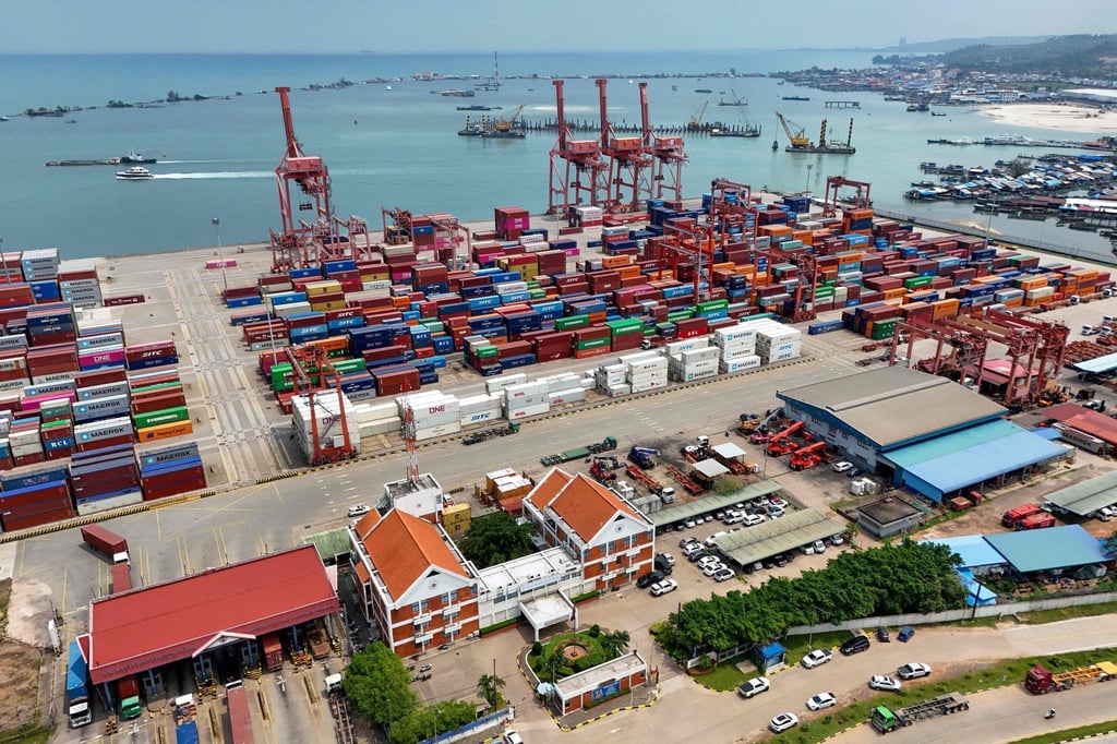 An aerial view shows Sihanoukville Autonomous Port in Preah Sihanouk province on April 9, 2025. Photo: AFP An aerial view shows Sihanoukville Autonomous Port in Preah Sihanouk province on April 9, 2025. Photo: AFP