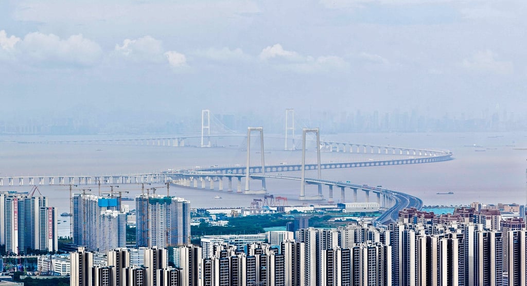 The Shenzhen-Zhongshan Link in Guangdong province. It is one of the bridges connecting cities in the Pearl River Delta that are on opposite sides of the Pearl River estuary. Photo: Xinhua