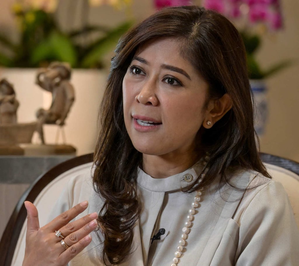 Indonesia’s Communication and Digital Affairs Minister Meutya Hafid is interviewed at her official residence in Jakarta on May 6. Photo: AFP Indonesia’s Communication and Digital Affairs Minister Meutya Hafid is interviewed at her official residence in Jakarta on May 6. Photo: AFP