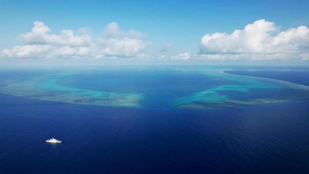 A Chinese coastguard vessel patrols near Scarborough Shoal in the South China Sea in May. Photo: Xinhua A Chinese coastguard vessel patrols near Scarborough Shoal in the South China Sea in May. Photo: Xinhua