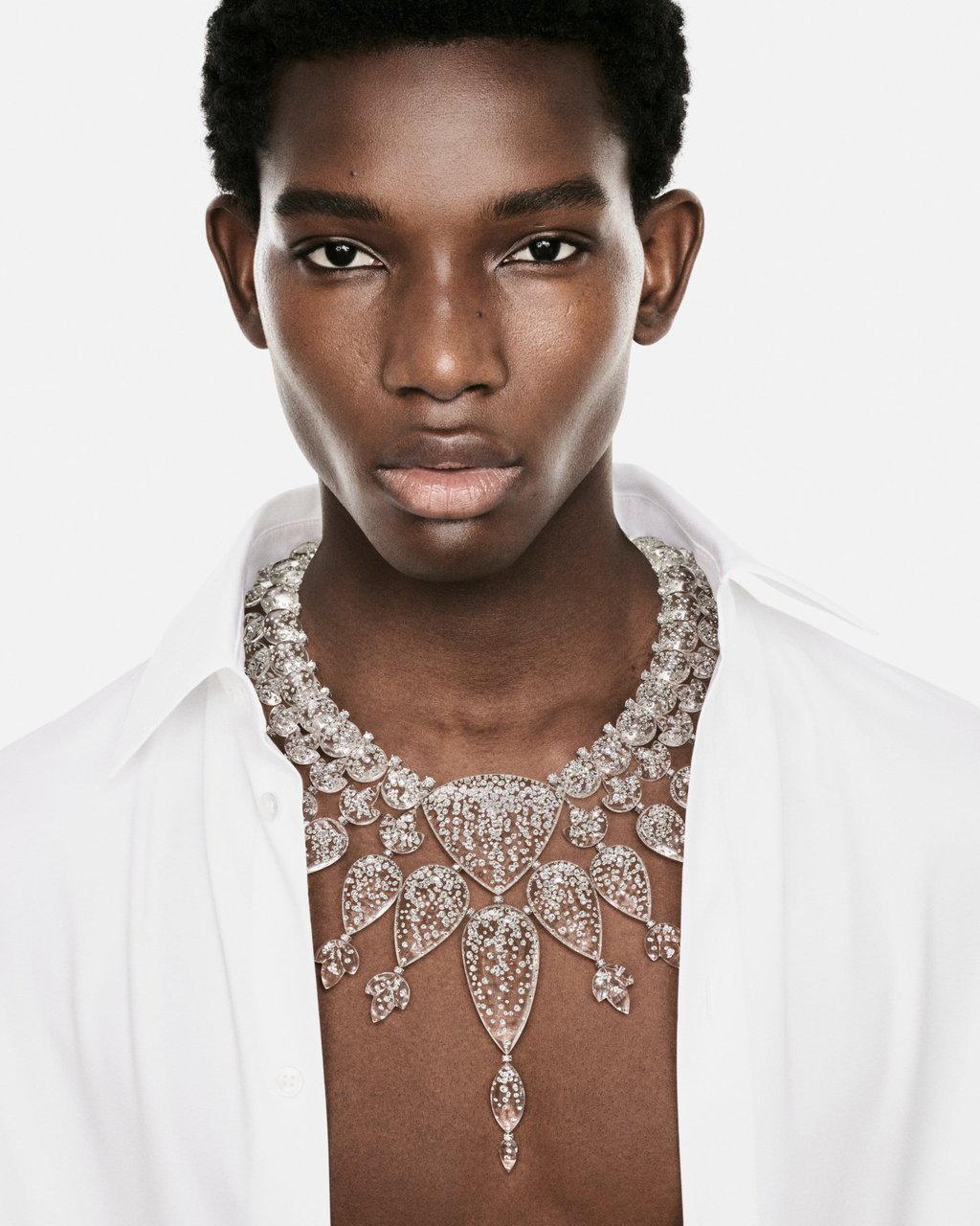 The Cristal de Roche necklace from the Rain chapter of Boucheron’s Carte Blanche 2026 collection, Human Being. Photo: Handout The Cristal de Roche necklace from the Rain chapter of Boucheron’s Carte Blanche 2026 collection, Human Being. Photo: Handout