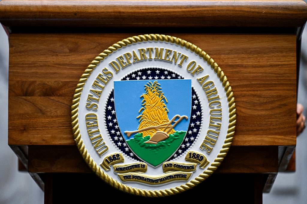 A US Department of Agriculture podium plaque is seen in Washington in March. Photo: Reuters A US Department of Agriculture podium plaque is seen in Washington in March. Photo: Reuters
