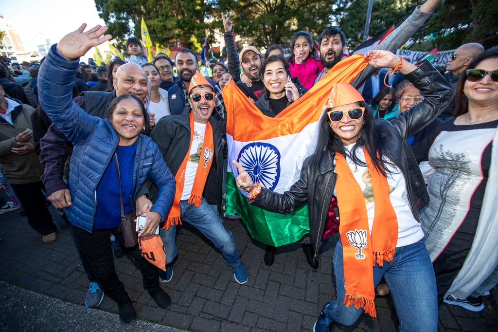 Supporters of Indian Prime Minister Narendra Modi at the ‘Kia Ora Modi’ community reception at Spark Arena in Auckland, New Zealand, on Saturday. Photo: EPA Supporters of Indian Prime Minister Narendra Modi at the ‘Kia Ora Modi’ community reception at Spark Arena in Auckland, New Zealand, on Saturday. Photo: EPA