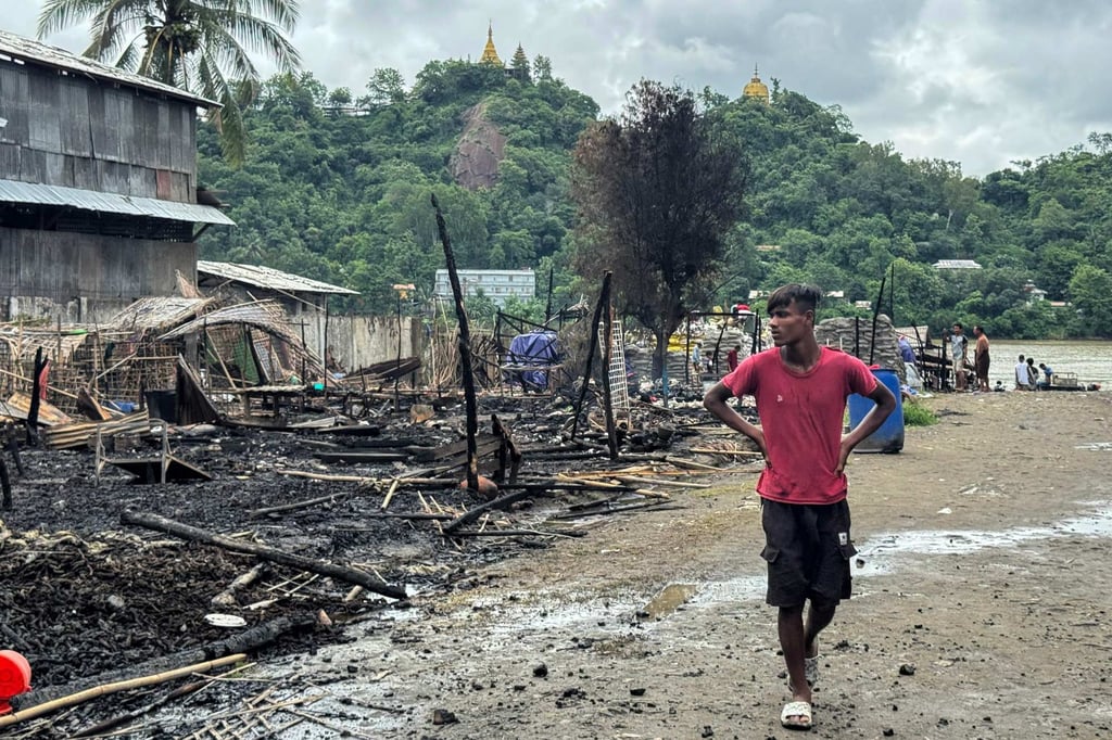 A man walks past the ruins of a building after an air strike by Myanmar’s military in Kyauktaw, western Rakhine State, Myanmar, on June 18, as part of Myanmar’s ongoing civil war. Photo: AFP A man walks past the ruins of a building after an air strike by Myanmar’s military in Kyauktaw, western Rakhine State, Myanmar, on June 18, as part of Myanmar’s ongoing civil war. Photo: AFP