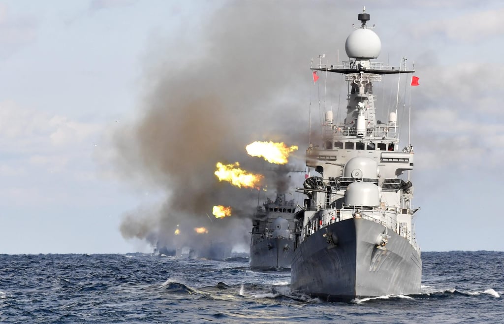 South Korean naval vessels conduct an anti-ship firing exercise against North Korea’s possible maritime provocations in November 2016. Photo: South Korea Navy/EPA South Korean naval vessels conduct an anti-ship firing exercise against North Korea’s possible maritime provocations in November 2016. Photo: South Korea Navy/EPA