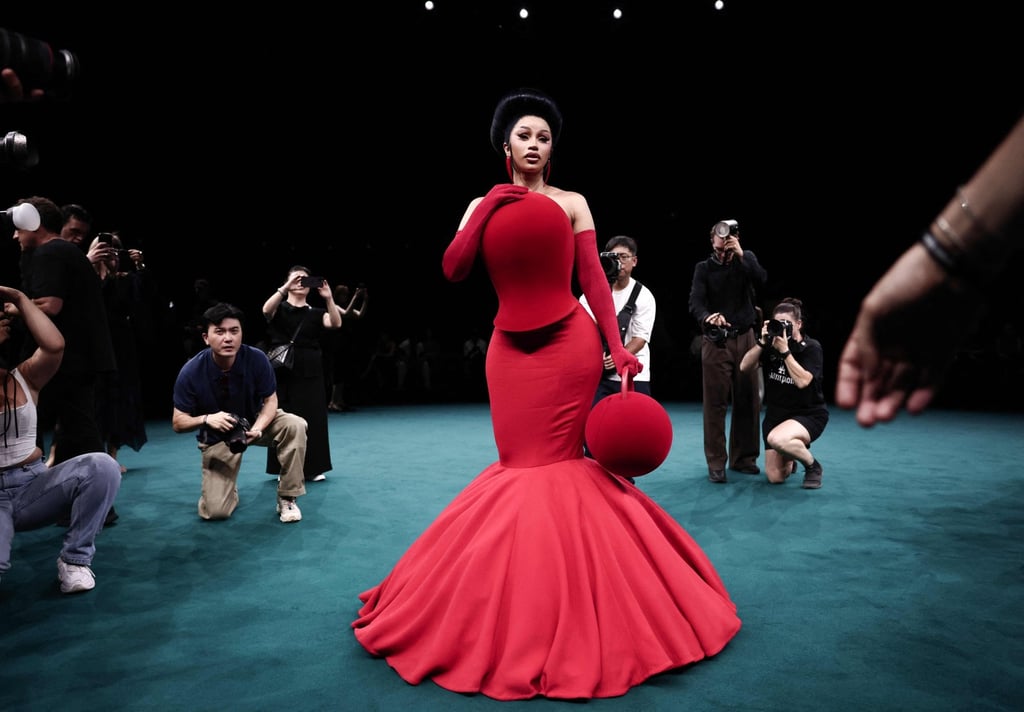 US rapper Cardi B, wearing one of Robert Wun’s latest designs, at the Hong Kong-born designer’s haute couture autumn/winter 2026-2027 show at Paris Fashion Week on July 8, 2026. Photo: AFP US rapper Cardi B, wearing one of Robert Wun’s latest designs, at the Hong Kong-born designer’s haute couture autumn/winter 2026-2027 show at Paris Fashion Week on July 8, 2026. Photo: AFP