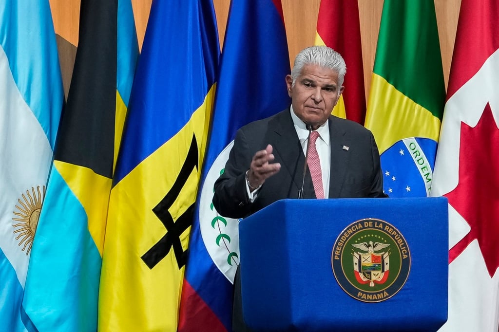 Panamanian President Jose Raul Mulino addresses a meeting of the Organisation of American States in Panama City on June 22. Photo: EPA Panamanian President Jose Raul Mulino addresses a meeting of the Organisation of American States in Panama City on June 22. Photo: EPA