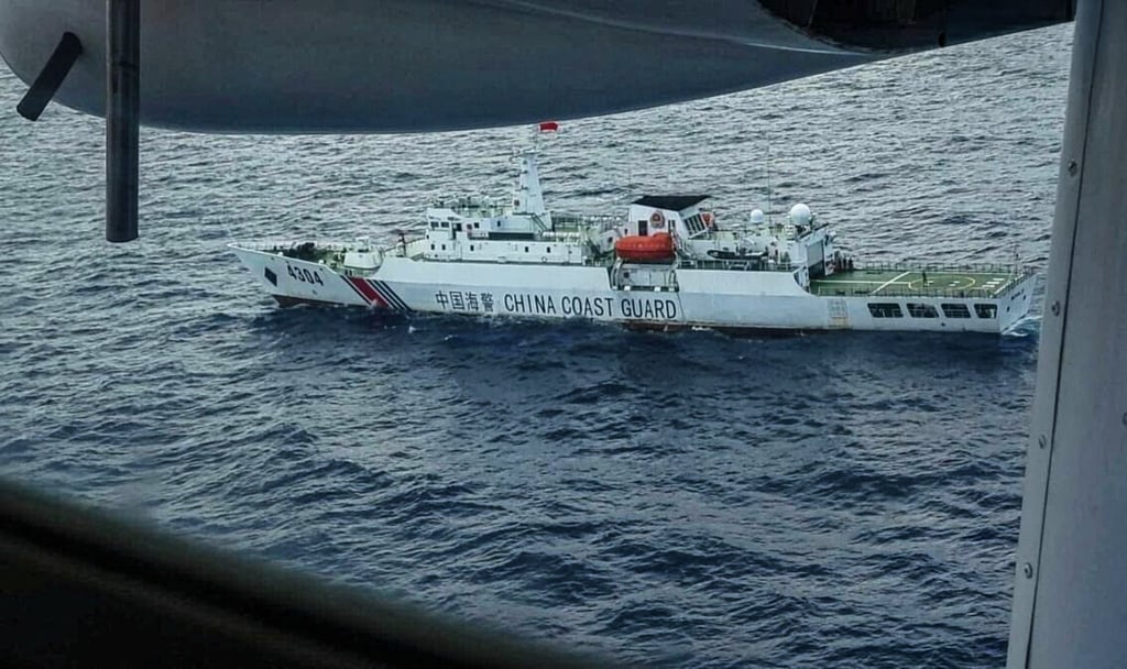 A Philippine Coast Guard aircraft spots a China Coast Guard ship off Sabtang island in Batanes in August 2025. Photo: Handout A Philippine Coast Guard aircraft spots a China Coast Guard ship off Sabtang island in Batanes in August 2025. Photo: Handout