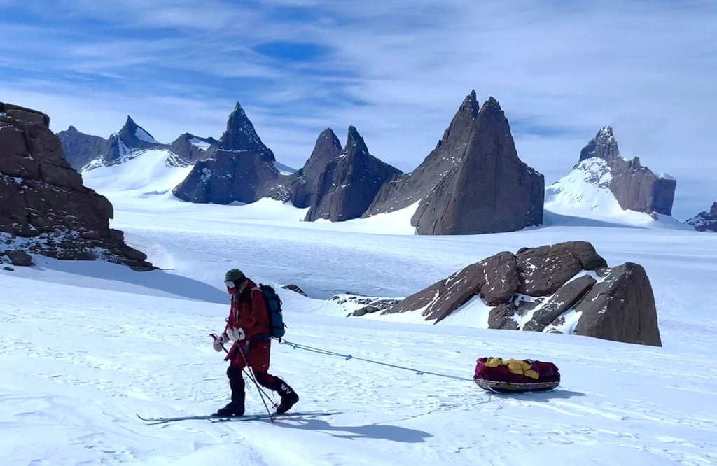 Krueger skis through the mountains of Queen Maud Land. Photo: Roland Krueger
