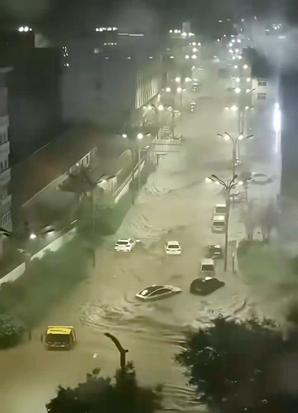 Cars were washed away in Chengde, Hebei province as heavy rain continued late into Sunday night. Photo: Handout