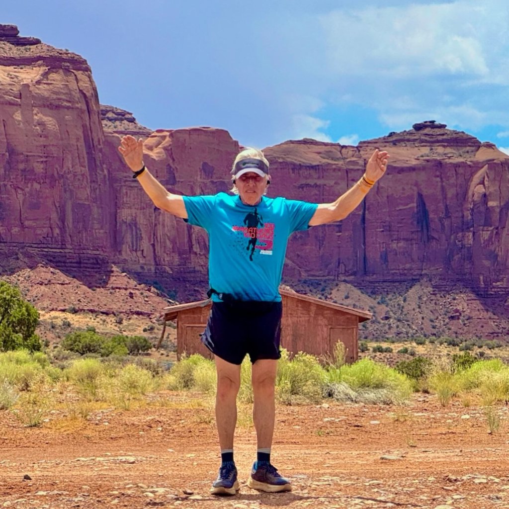 Grogin runs in the US state of Arizona during his recent on-foot journey across the US. He started running from his home state of New Jersey on March 24, 2026, his 71st birthday, and reached Los Angeles, California, 100 days later. Photo: Instagram/runlarryrun26 Grogin runs in the US state of Arizona during his recent on-foot journey across the US. He started running from his home state of New Jersey on March 24, 2026, his 71st birthday, and reached Los Angeles, California, 100 days later. Photo: Instagram/runlarryrun26