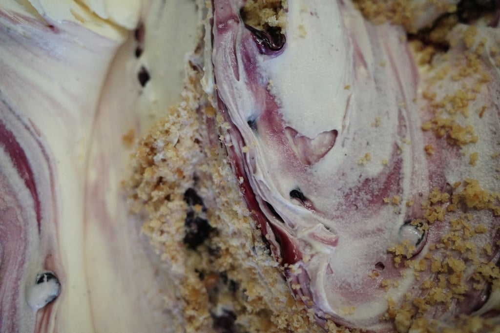 Fun Kee Scoops’ blueberry cheesecake ice cream. Founder Ernest Fung sources all the ingredients and makes the ice creams himself. Photo: Ernest Fung Fun Kee Scoops’ blueberry cheesecake ice cream. Founder Ernest Fung sources all the ingredients and makes the ice creams himself. Photo: Ernest Fung
