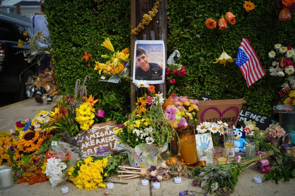 A temporary memorial appeared Tuesday, one day after a man was shot by ICE agents in Biddeford, Maine. Photo: AFP A temporary memorial appeared Tuesday, one day after a man was shot by ICE agents in Biddeford, Maine. Photo: AFP