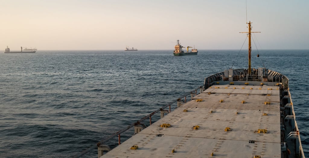 Oil tankers and cargo vessels waiting to dock at Port Sultan Qaboos anchor off the coast of Oman on June 23. Photo: Getty Images/TNS Oil tankers and cargo vessels waiting to dock at Port Sultan Qaboos anchor off the coast of Oman on June 23. Photo: Getty Images/TNS