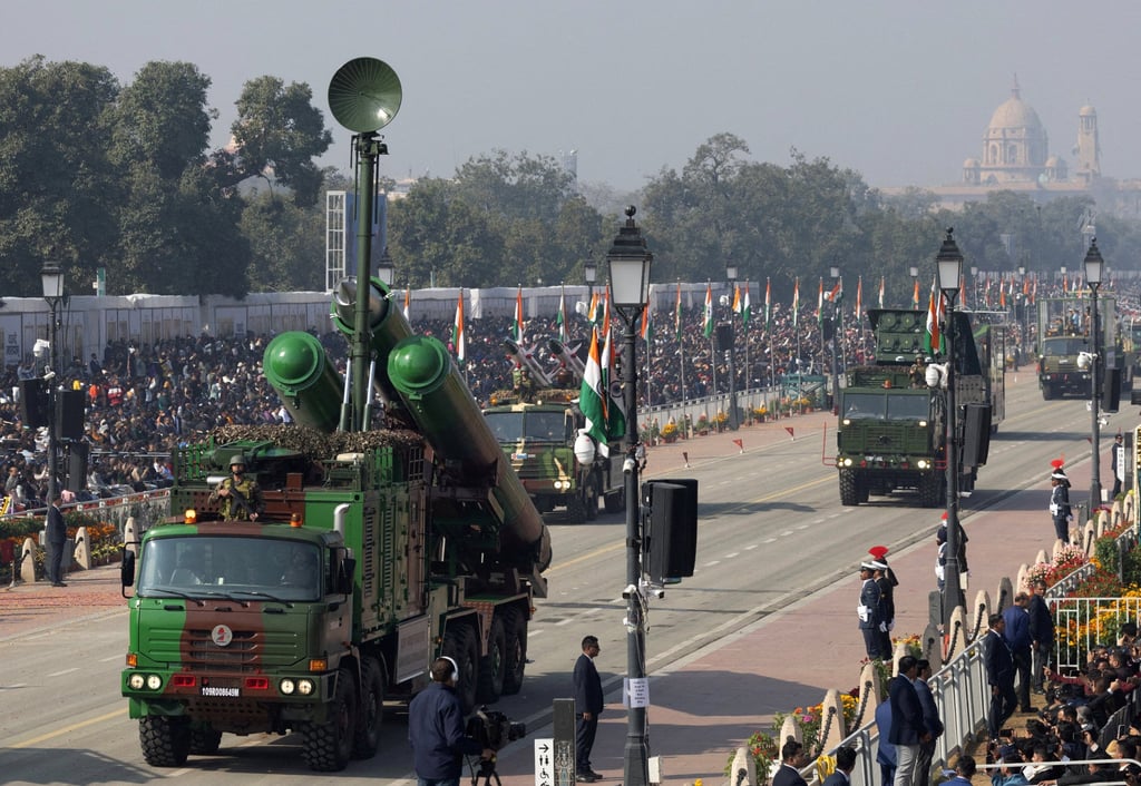 The Indian Army’s BrahMos missile launcher is displayed during the Republic Day parade in New Delhi on January 26. Photo: Reuters The Indian Army’s BrahMos missile launcher is displayed during the Republic Day parade in New Delhi on January 26. Photo: Reuters