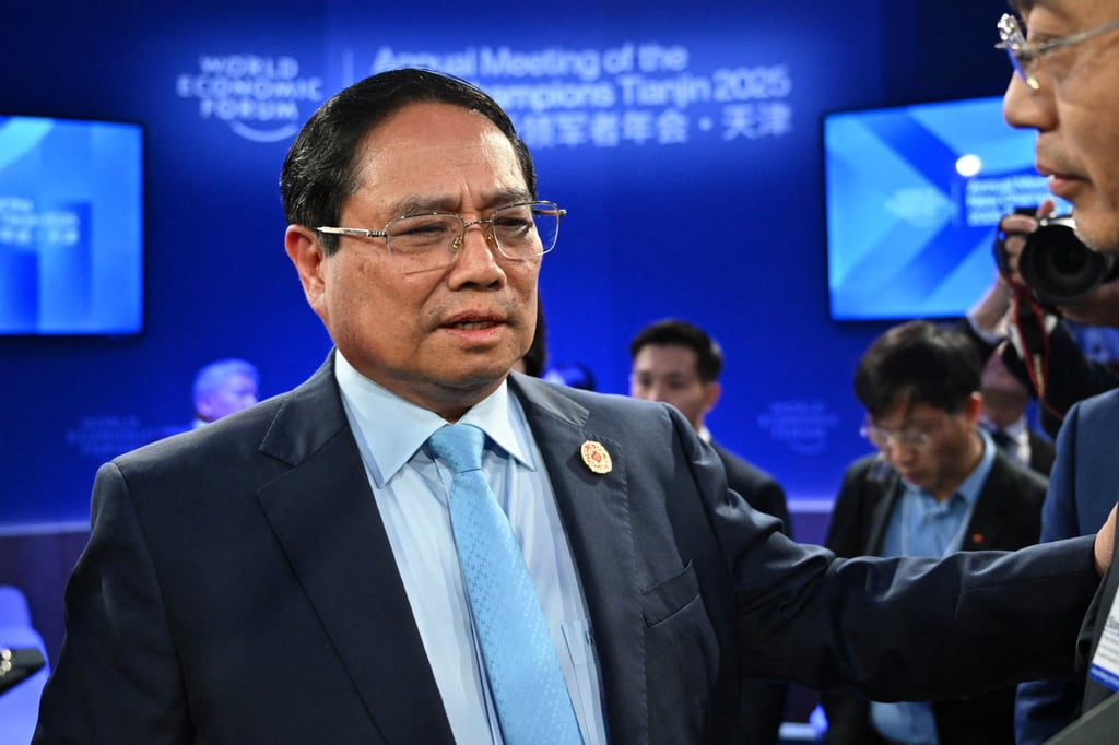 Vietnam’s Prime Minister Pham Minh Chinh talks to attendees at the World Economic Forum’s Annual Meeting of the New Champions in Tianjin, China, last year. Photo: AFP Vietnam’s Prime Minister Pham Minh Chinh talks to attendees at the World Economic Forum’s Annual Meeting of the New Champions in Tianjin, China, last year. Photo: AFP