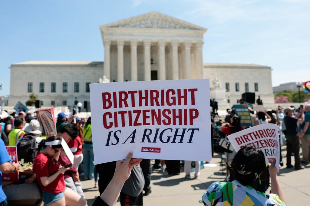 Demonstrators in front of the United States Supreme Court on the day of a hearing as part of President Donald Trump’s contentious bid to end birthright citizenship in the US, on April 1, 2026. Photo: AFP via Getty Images/TNS Demonstrators in front of the United States Supreme Court on the day of a hearing as part of President Donald Trump’s contentious bid to end birthright citizenship in the US, on April 1, 2026. Photo: AFP via Getty Images/TNS