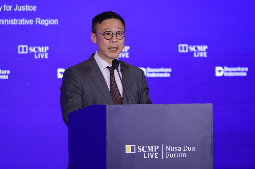 Hong Kong’s Deputy Secretary for Justice Horace Cheung Kwok-kwan addresses the Nusa Dua Forum in Bali on Friday. Photo: Nora Tam