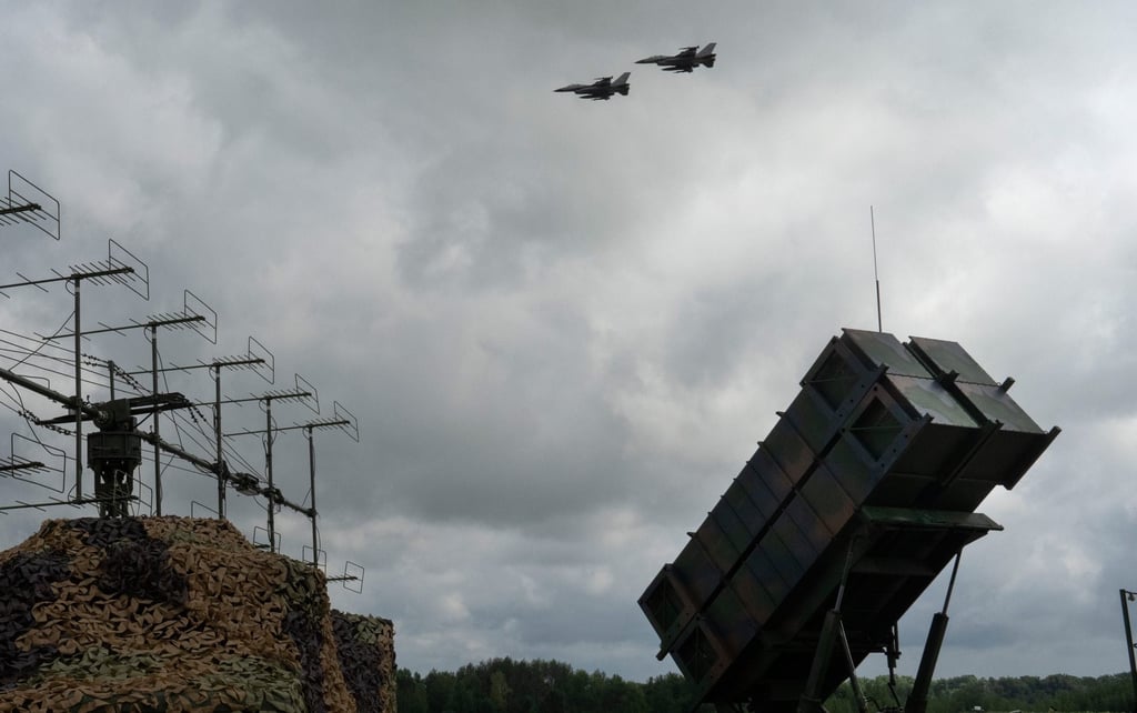 Ukrainian Air Force’s F-16 fighter jets fly over a Patriot air and missile defence system on August 4, 2024. Photo: AP Ukrainian Air Force’s F-16 fighter jets fly over a Patriot air and missile defence system on August 4, 2024. Photo: AP