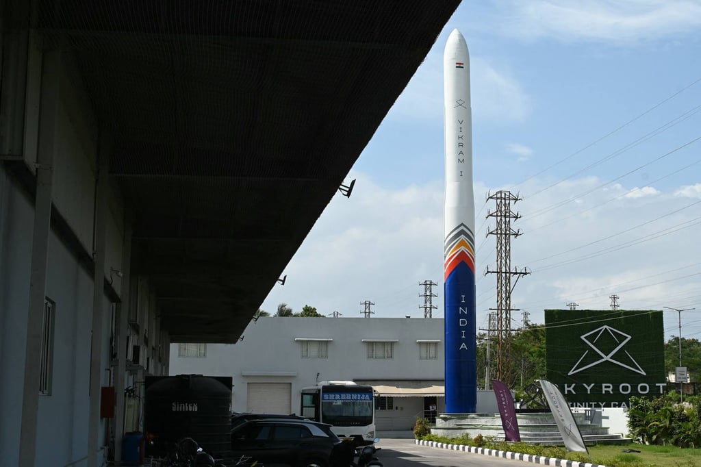 A Vikram-1 orbital rocket model seen at Skyroot Aerospace’s facility on the outskirts of Hyderabad, India. Photo: AFP A Vikram-1 orbital rocket model seen at Skyroot Aerospace’s facility on the outskirts of Hyderabad, India. Photo: AFP