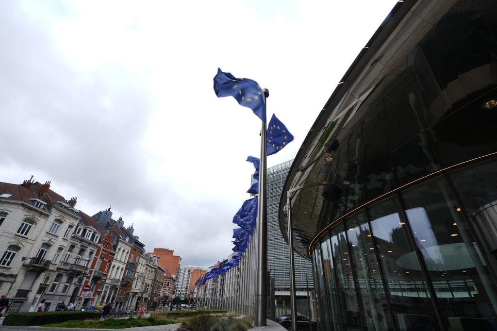 European Union flags outside EU headquarters in Brussels. Between 2017 and 2019, the EU hit Google with fines worth a total of €8.2 billion. Photo: AP European Union flags outside EU headquarters in Brussels. Between 2017 and 2019, the EU hit Google with fines worth a total of €8.2 billion. Photo: AP