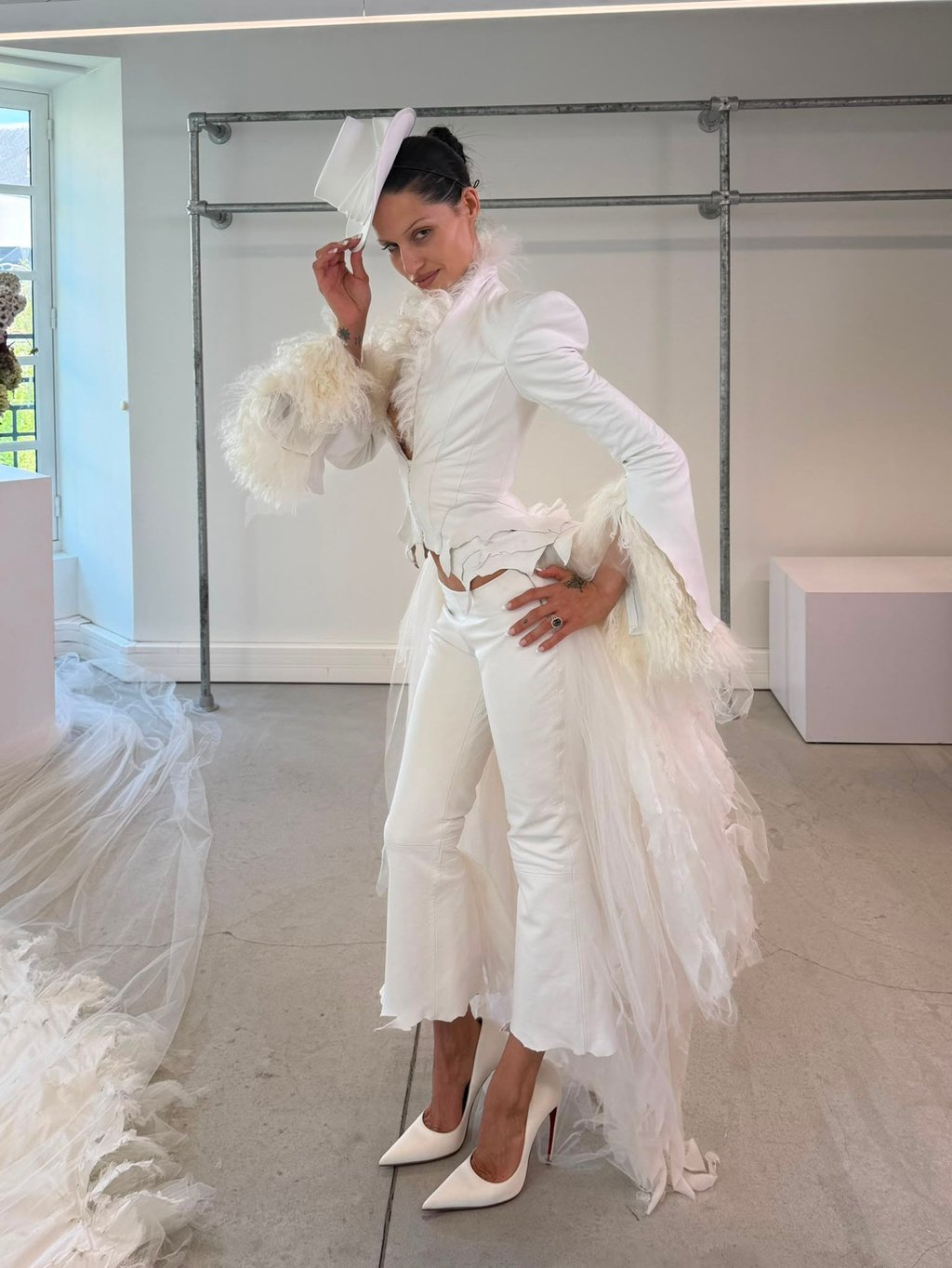 Matières Fécales created three couture bridal looks for Gabbriette, who married The 1975’s frontman Matty Healy on July 18. Photo: Handout