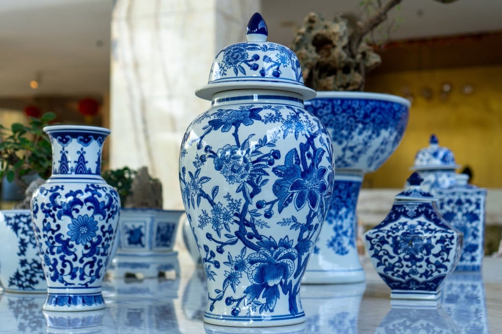 Vintage Chinese blue and white porcelain vases serve as enduring symbols of the country’s rich design legacy, reflecting centuries of artistic excellence. Photo: Shutterstock Vintage Chinese blue and white porcelain vases serve as enduring symbols of the country’s rich design legacy, reflecting centuries of artistic excellence. Photo: Shutterstock