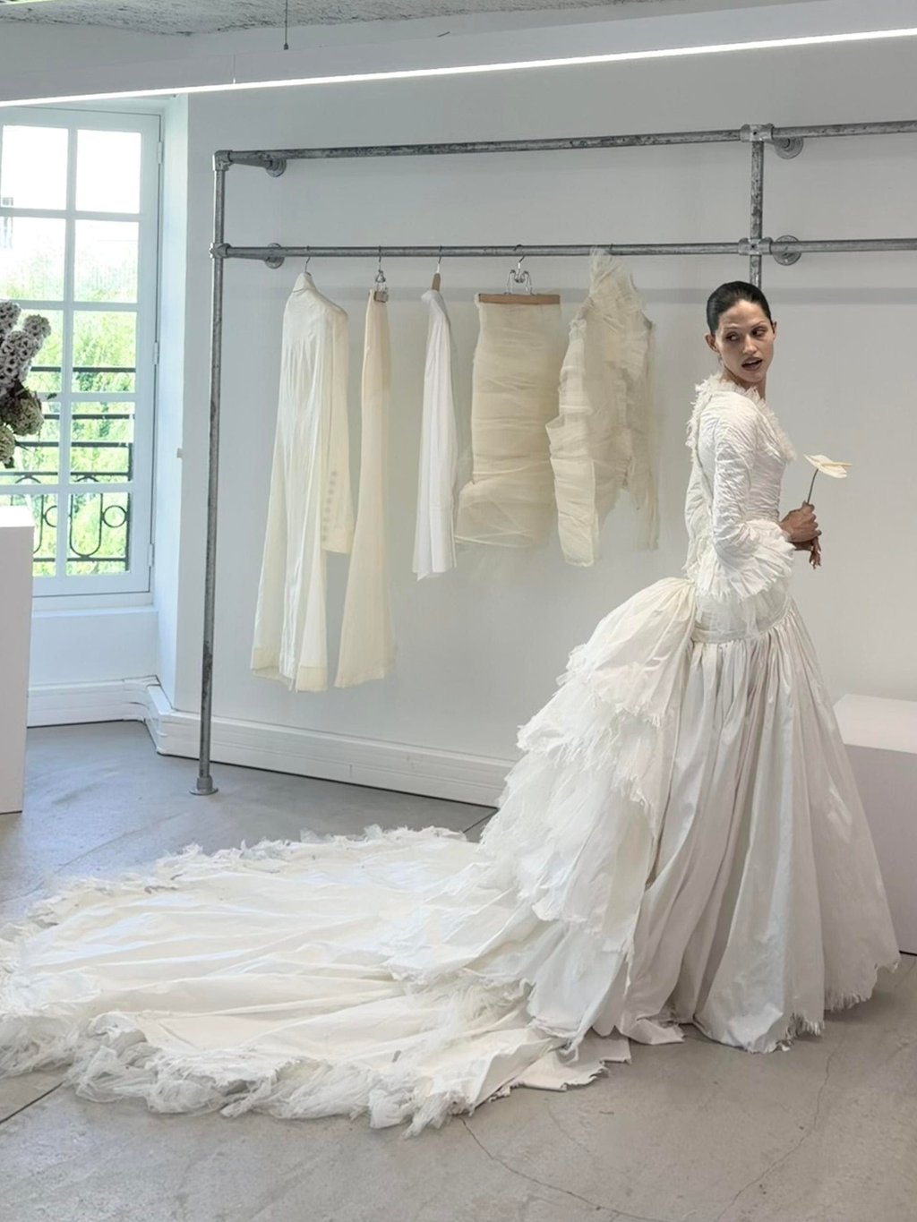 Gabbriette in a Matières Fécales couture bridal gown titled Gabriella, a distressed Victorian silhouette in silk taffeta. Photo: Handout