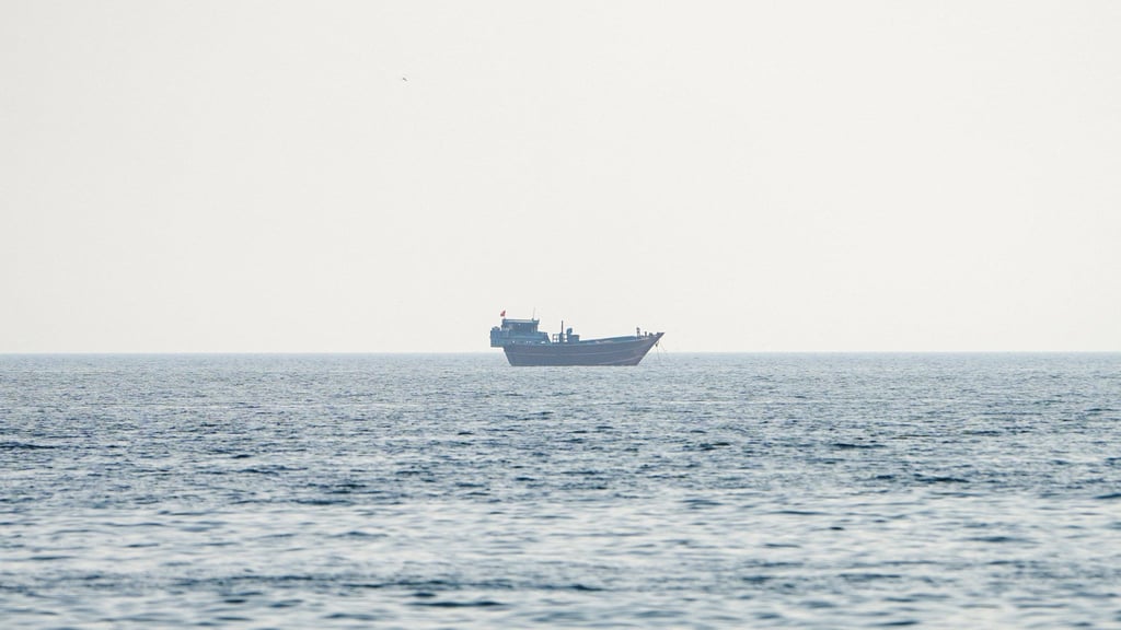 A vessel at the Strait of Hormuz, as seen from Musandam, Oman, on Thursday. Photo: Reuters