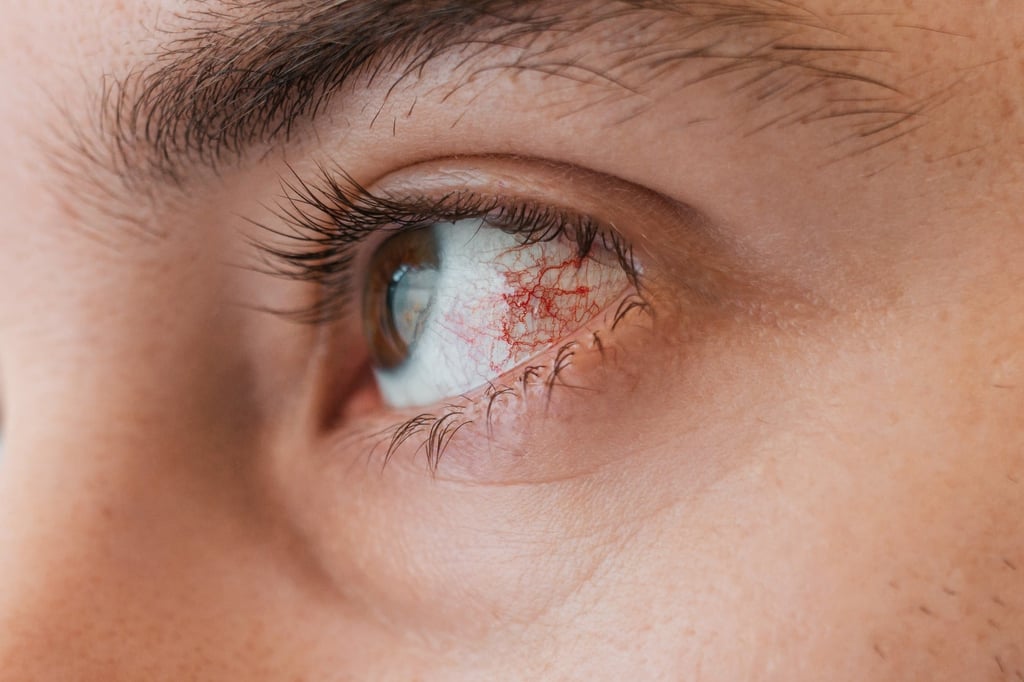 A close-up reveals a severely inflamed eyeball covered in a prominent red vascular mesh. Poor hygiene habits easily introduce harmful bacteria, viruses, and parasites to the eyes, triggering painful infections or permanent vision damage. Photo: Shutterstock