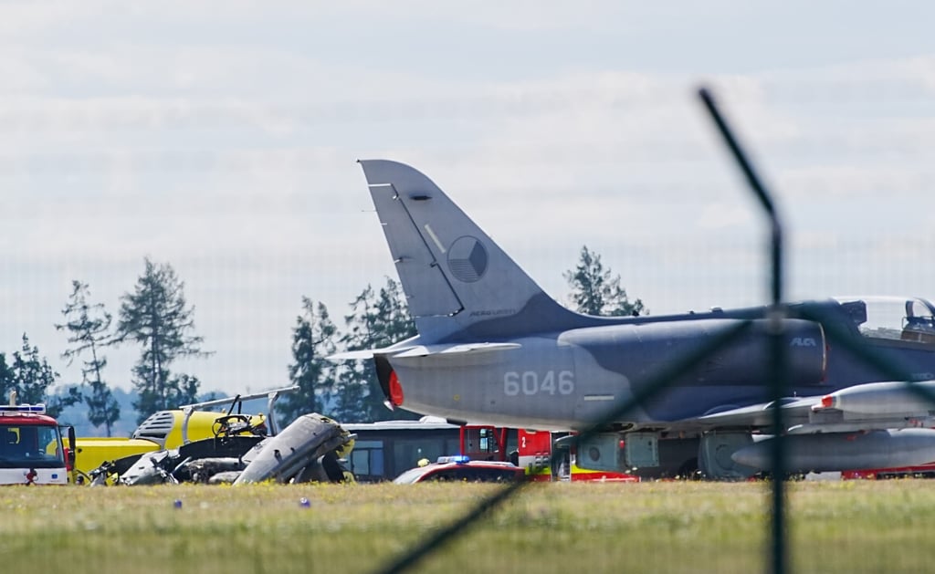 Rescuers work at the site of a helicopter crash in Namest nad Oslavou, Czech Republic on Thursday. Photo: CTK via AP Rescuers work at the site of a helicopter crash in Namest nad Oslavou, Czech Republic on Thursday. Photo: CTK via AP