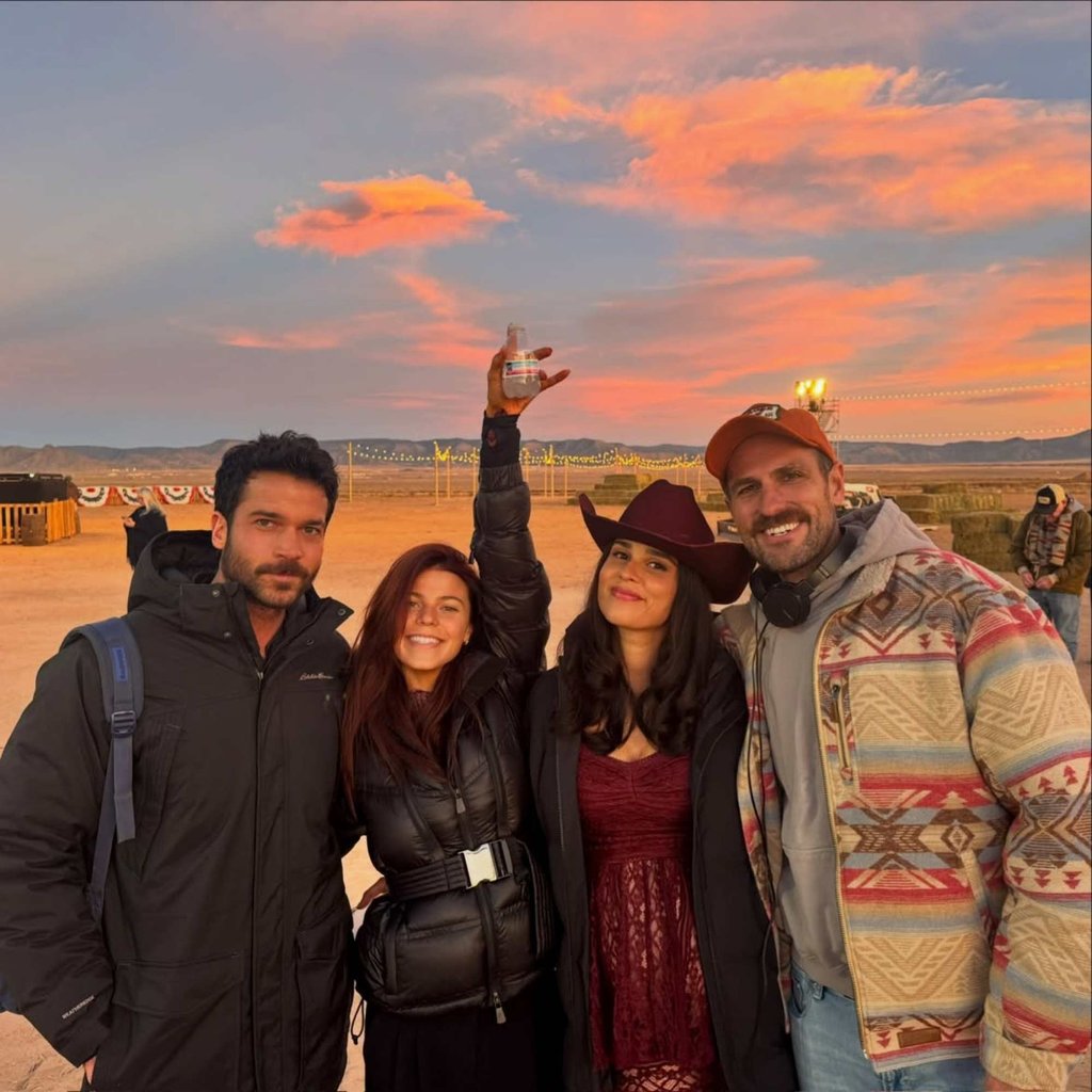 Heidi Grace Engerman (second from left) celebrates Ransom Canyon claiming the No 1 spot on Netflix’s charts in the US. Photo: @heidiengerman/Instagram