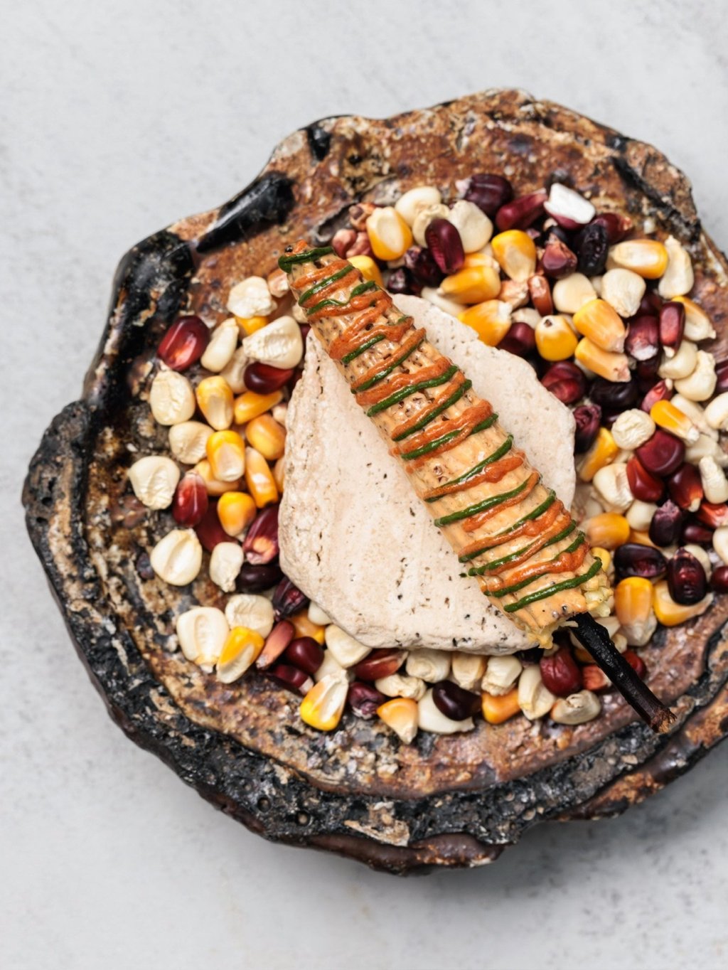 Li’s dish titled Organic Corn 3.0 at Plant-Based Kitchen. Photo: Plant-Based Kitchen