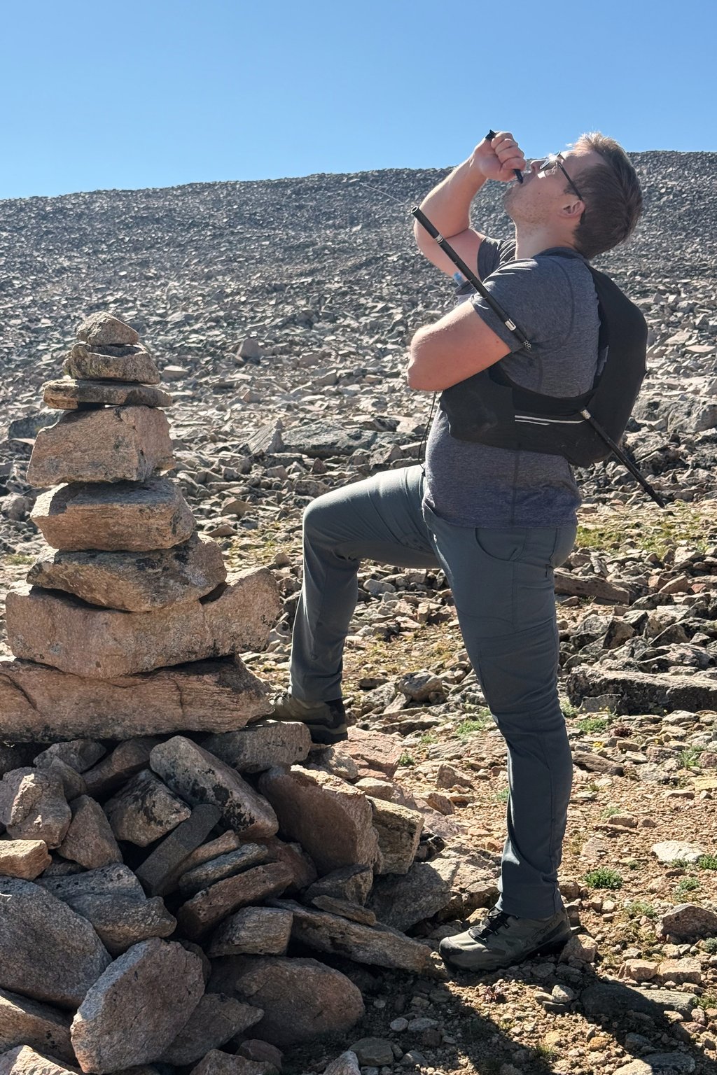 This photo shows Cifaldi after he impaled himself on a trekking pole while attempting to climb Montana’s highest summit, Granite Peak, on Monday. Photo: Jesse Ross via AP