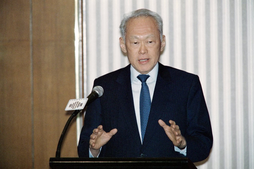 Then Singapore prime minister Lee Kuan Yew speaks at the Commonwealth Press Union conference in Hong Kong in 1990. Photo: AFP Then Singapore prime minister Lee Kuan Yew speaks at the Commonwealth Press Union conference in Hong Kong in 1990. Photo: AFP