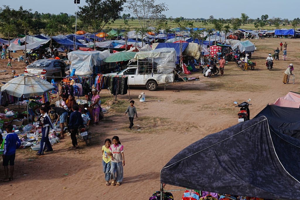 People take refuge in Banteay Menchey province, Cambodia, in December after fleeing home following fighting along the Thailand-Cambodia border. Photo: AP