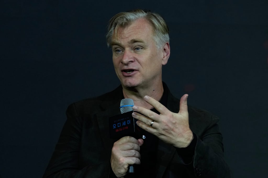 Christopher Nolan at a press conference to promote The Odyssey in Seoul just this month. Photo: AP