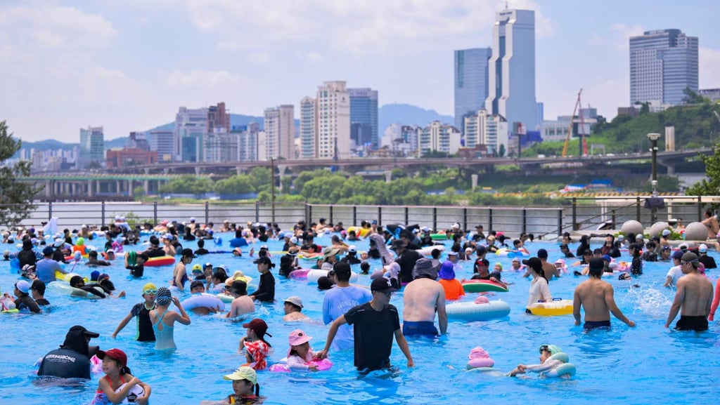 Swimmers cool off at Ttukseom Hangang Park in Seoul’s Seongdong district on July 12. Photo: The Korea Times