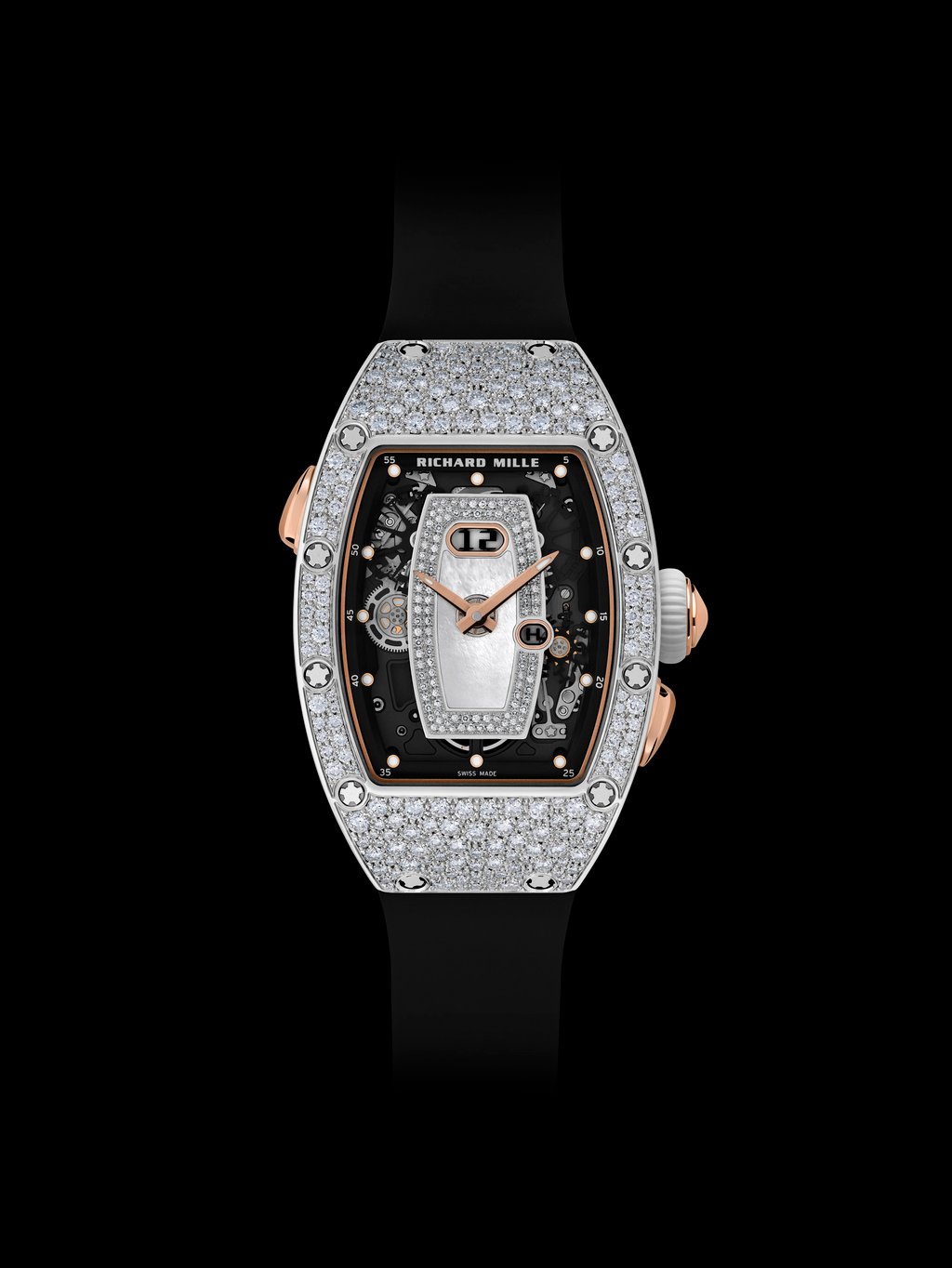 The Richard Mille RM 037 in white gold with snow-set diamonds. Photo: Handout The Richard Mille RM 037 in white gold with snow-set diamonds. Photo: Handout