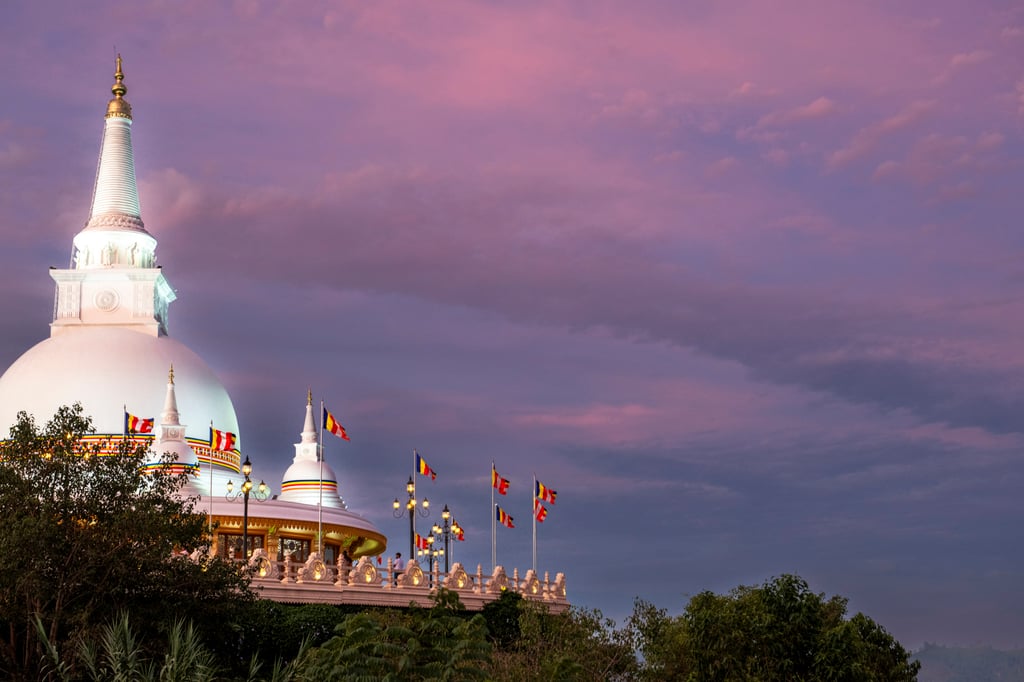 Sunset over Mahamevnawa Buddhist Monastery. Photo: David Burden Sunset over Mahamevnawa Buddhist Monastery. Photo: David Burden