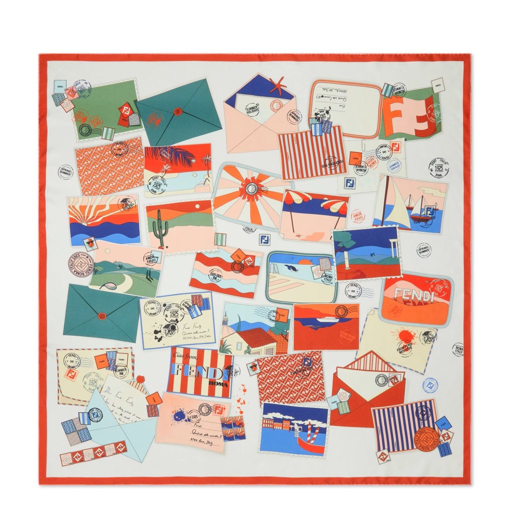 Fendi Multicolour printed silk foulard (US$523). Photo: Handout