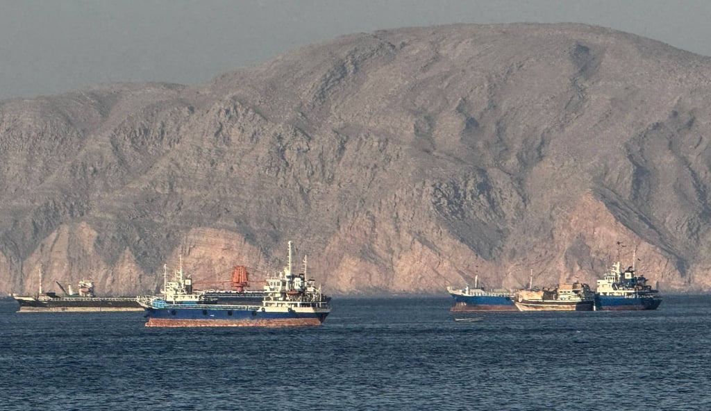 Vessels anchored in the Strait of Hormuz off Oman’s port city of Khasab on May 17. Photo:AFP Vessels anchored in the Strait of Hormuz off Oman’s port city of Khasab on May 17. Photo:AFP