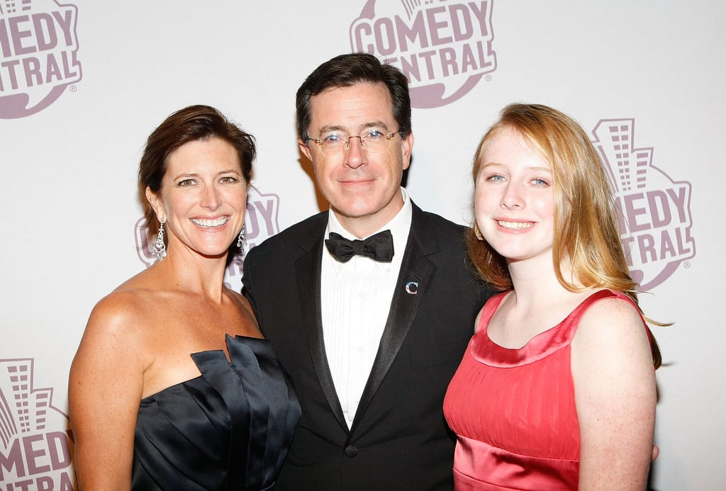 Stephen Colbert, his wife Evie and daughter Madeleine at Comedy Central’s Emmy Awards party in Los Angeles, in 2008. Photo: Getty Images