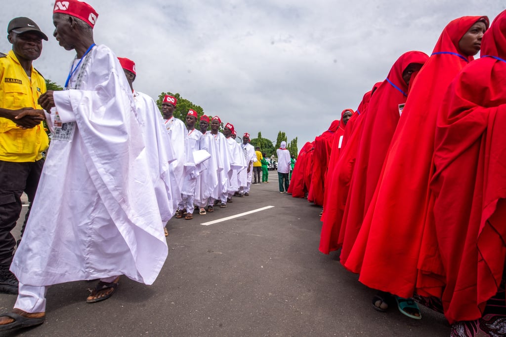 Nigerian brides and grooms attend a mass wedding ceremony in Kano, Nigeria, on Saturday. Photo: AP