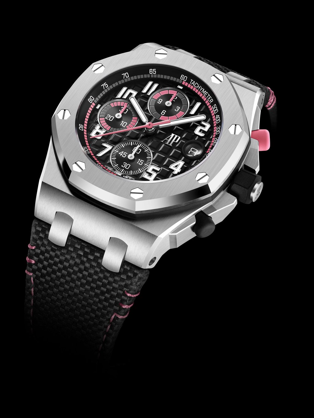 Audemars Piguet 42mm Royal Oak Selfwinding Chronograph with pink accents. Photo: Handout Audemars Piguet 42mm Royal Oak Selfwinding Chronograph with pink accents. Photo: Handout